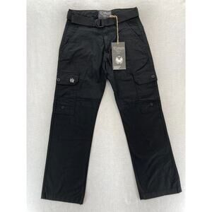 Vintage Koman Cargo Pants Mens 30x30‎ Relaxed Straight Black Belted Y2K Skater
